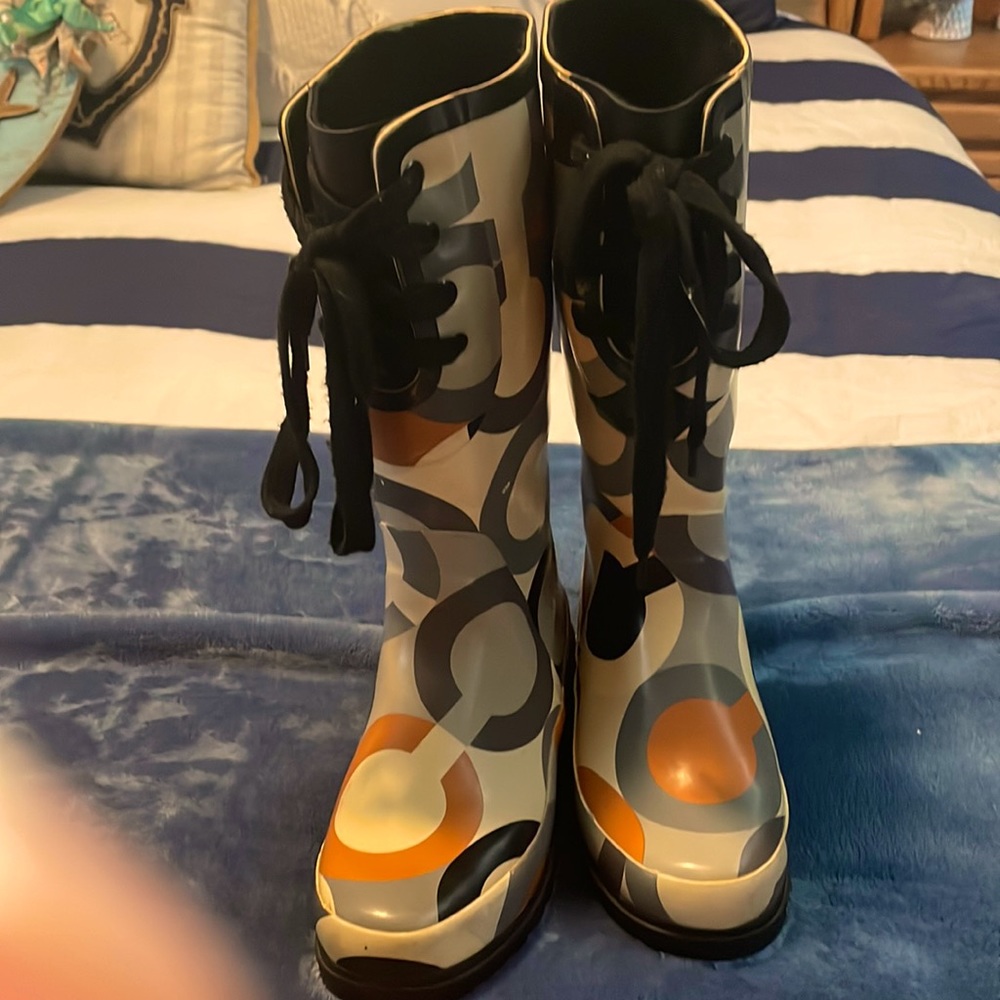 Coach lace up rain boots